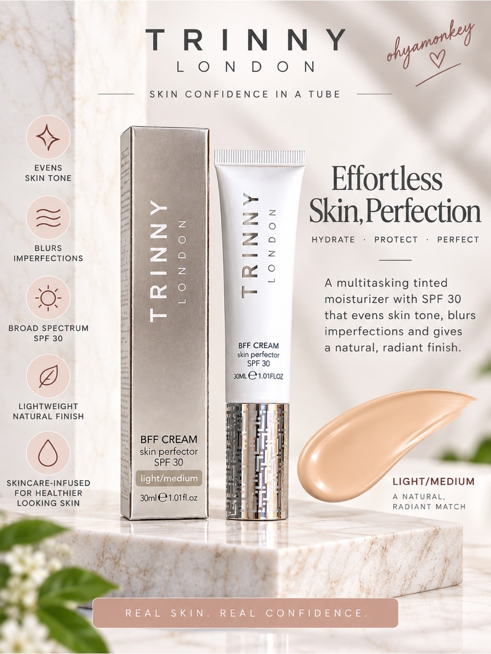 TRINNY BFF Cream Skin Perfector SPF 30 - Light/Medium